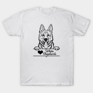 Heart White Shepherds Illustration T-Shirt
